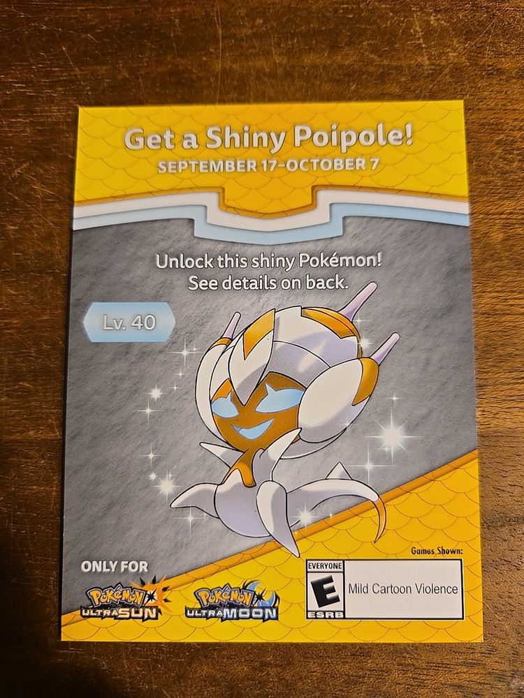 Shiny Poipole – Pokemon Ultra Sun & Ultra Moon Unscratched Promotional Code Card