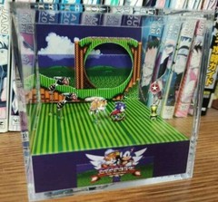 Sonic Hedgehog 2 Handmade Diorama – Sonic Gameboy / Retro Gaming Cube – Fanart