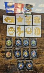 Super Mario Challenge Coin Lot – 8of8 Silver C-C , 2of4 Gold C-C , 8of9 Decals