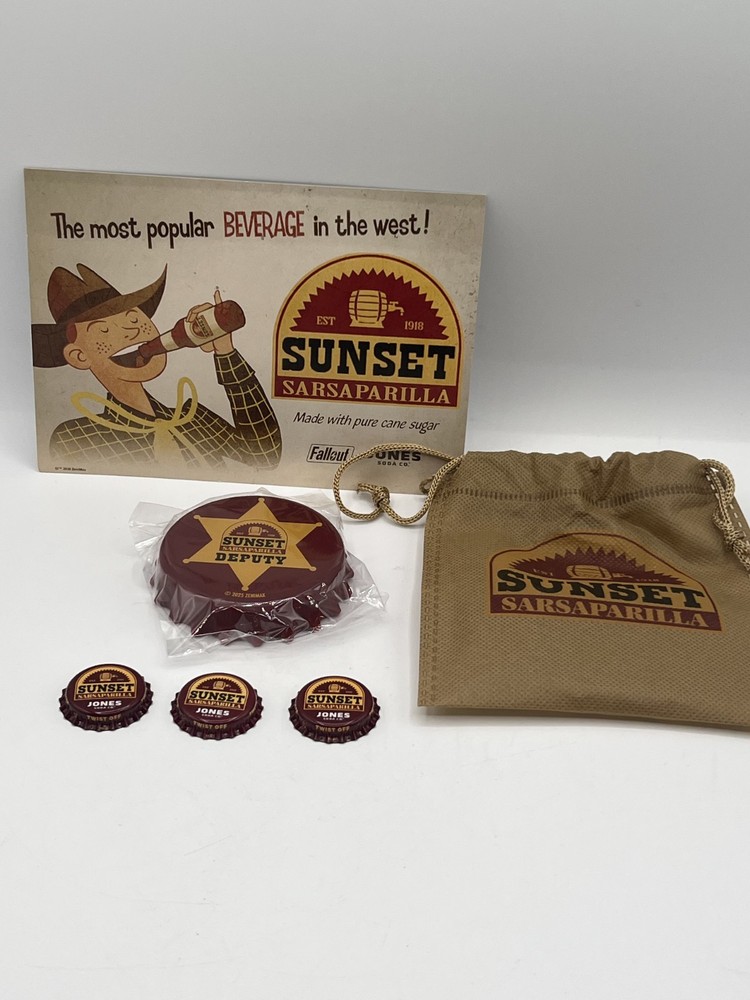 Sunset Sarsaparilla Bottle Opener w/caps NUKA COLA Jones Soda Fallout w/Card