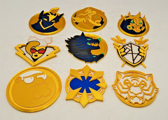 Fortnite Boss Golden Round Plastic Medallions 2″-2.5″ Lot of 9 Assorted