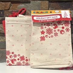 TWO Nintendo Mario Super Mario Holiday Gift Sack 18×24 Washable Red Snowflake