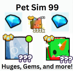 PET SIMULATOR 99 GEMS/HUGES/STAT PETS 500K 1MIL 5MIL AND MORE FAST DELIVERY