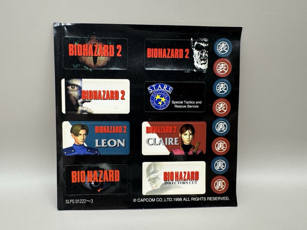 Biohazard 2 [Resident Evil 2] Vintage 1998 Memory Card Stickers Leon Claire
