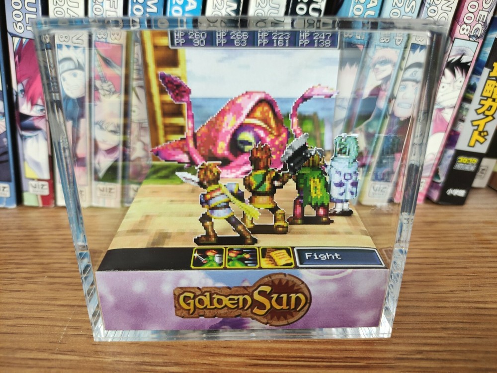 Golden Sun Kraken Handmade Diorama – Golden Sun Gameboy Gaming Cube – Fanart