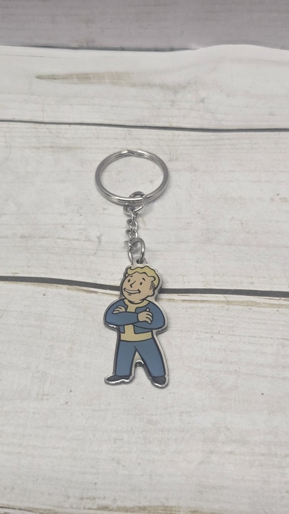 Fallout 4 Vault Boy Keychain Video Game Character Metal Enamel Keyring