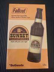 Fallout New Vegas Sunset Sarsaparilla Glass Bottle & 10 Caps Official NISB