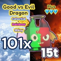 Pet Simulator 99. 101x Shiny Rainbow Good Vs Evil Dragon + 1m Diamonds. Same Day