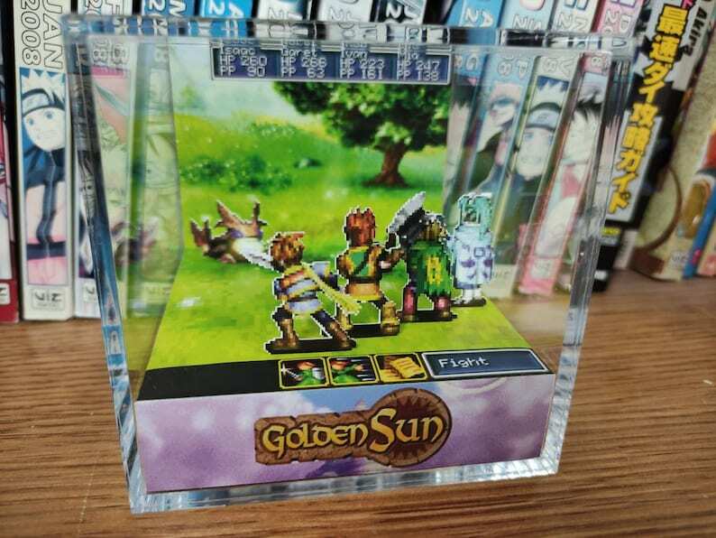 Golden Sun Venus Djinn Handmade Diorama – Gameboy / Retro Gaming Cube – Fanart