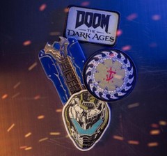 Doom The Dark Ages Doom Slayer Wearable Helmet LED Bundle + Keycard x3 Patches