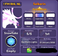 🐲 Roblox Dragon Adventures: ❄️ FM Traited Seikarin 🤍 | Delivery in 24H ⌛