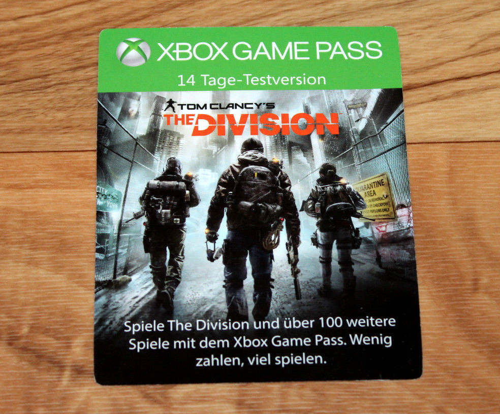 Xbox One Game Pass Card 14 Days Tom Clancy’s The Division Rare Gamescom 2018