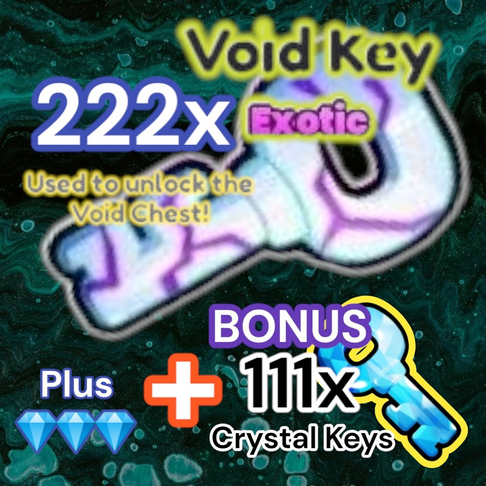 Pet Simulator 99. 222x Void Keys + 111x Crystal Keys + 2 Million Diamonds. PS99