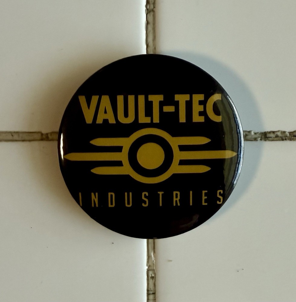 FALLOUT VAULT-TEC METAL PIN BUTTON (Black) Game Memorabilia-Prop-Replica