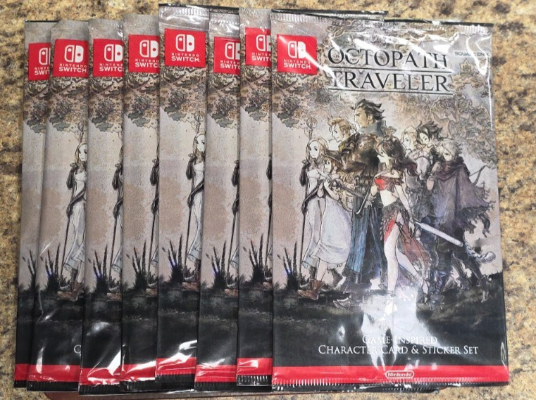 Octopath Traveler Promotional Character Card & Sticker Set **NEW**