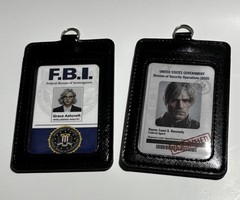Resident Evil Requiem Leon & Grace Credentials in Badges w/ Lanyards Cosplay