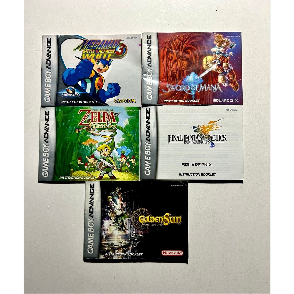 Game boy advance gba manual bundle lot Good shape🔥mega man zelda final fantasy