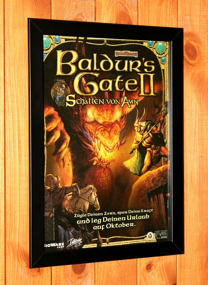 2000 Baldur’s Gate II 2 Shadows of Amn Old Promo Small Poster / Ad Art Framed