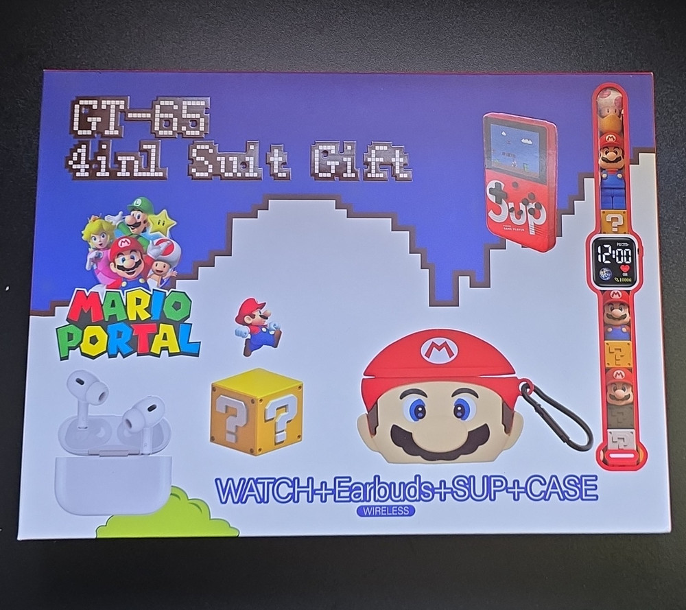 Mario Portal GT-65 Watch Wireless Earbuds SUP Game Console Case 4-in-1 Set