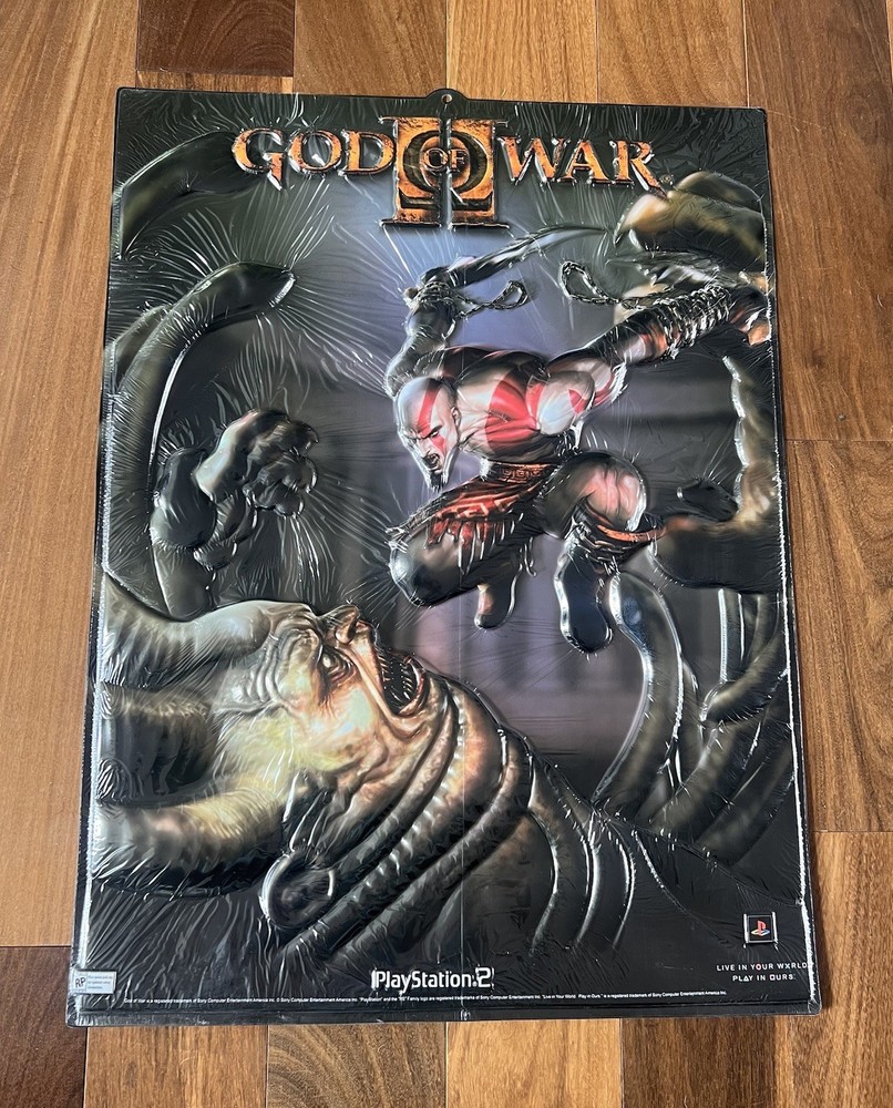 God Of War 2 GameStop Promo Display Poster Plastic Embossed ONLY BRAND NEW 🔥