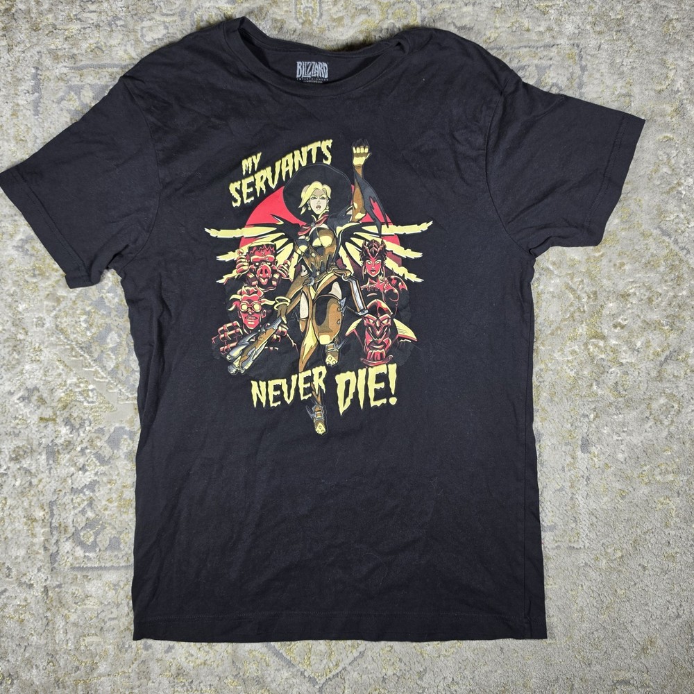 Overwatch Halloween Mercy T-Shirt Size M Jinx My Servants Never Die OW2 Blizzard