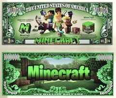 Pack of 25 Minecraft Video Game Collectible Money Novelty 1 Million Dollar Bills
