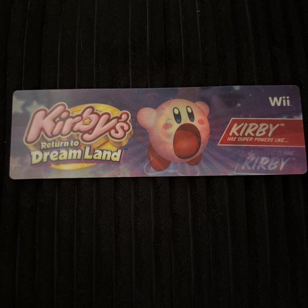 Kirby’s Return to Dream Land Nintendo Wii Promotional Lenticular Bookmark RARE