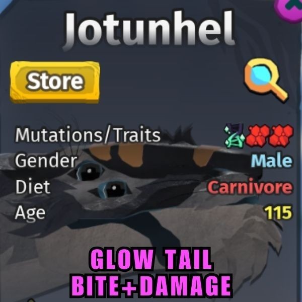 Creature of Sonaria 🐉 Roblox 🌈 Glow Tail 🍁 Bite Damage Weight Double Red Slot