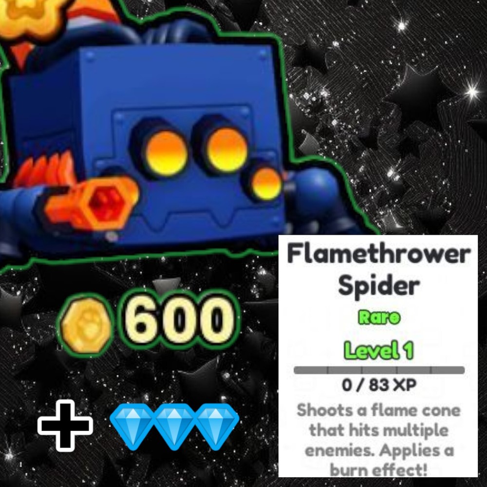 Flamethrower Spider + 5 Million Diamonds. PS99. Tower Defense Event
