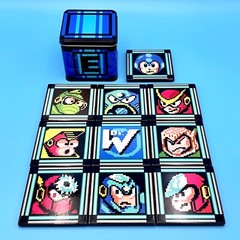 Mega Man 2 Ceramic 10 Coaster Set Complete in E-Tank Tin Case Capcom ThinkGeek