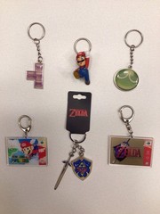 6 Nintendo Keychains – Zelda Master Sword Hylian Shield, Super Mario 64, Ocarina
