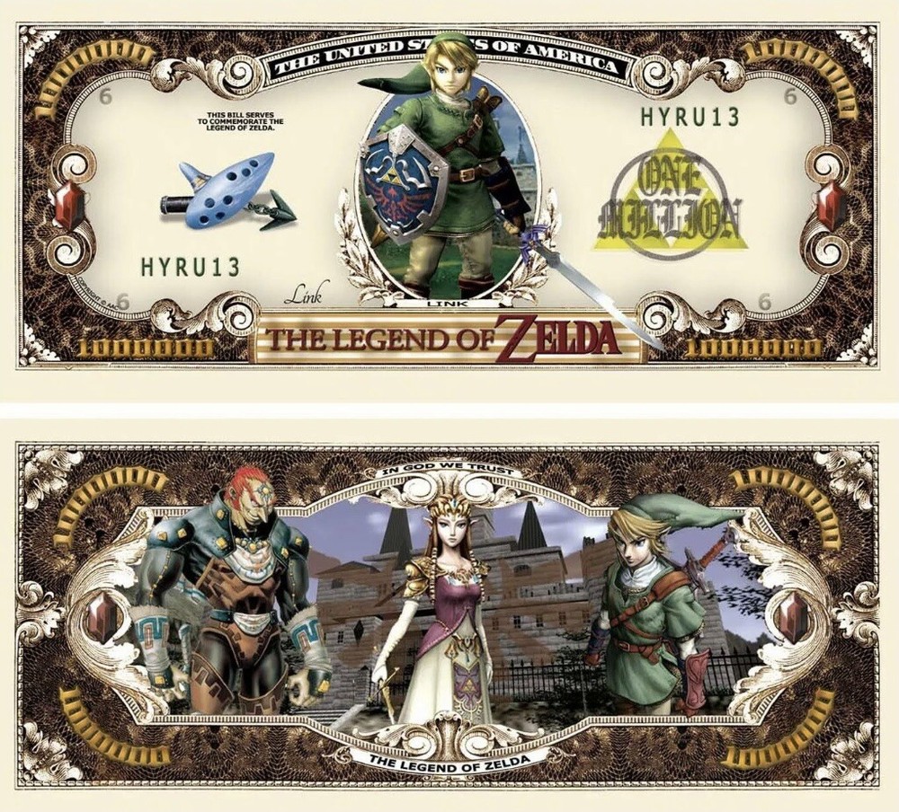 Pack of 5 Legend of Zelda 1 Million Dollar Bills Collectible Novelty Money