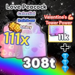 111x Shiny Rainbow Love Peacock + 2 Million Diamonds. Pet Simulator 99