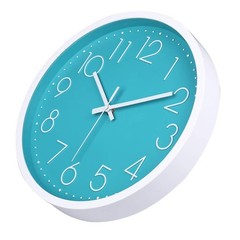 jomparis 12 Inch Silent Non-Ticking Battery Operated Round 12 Inch, Teal