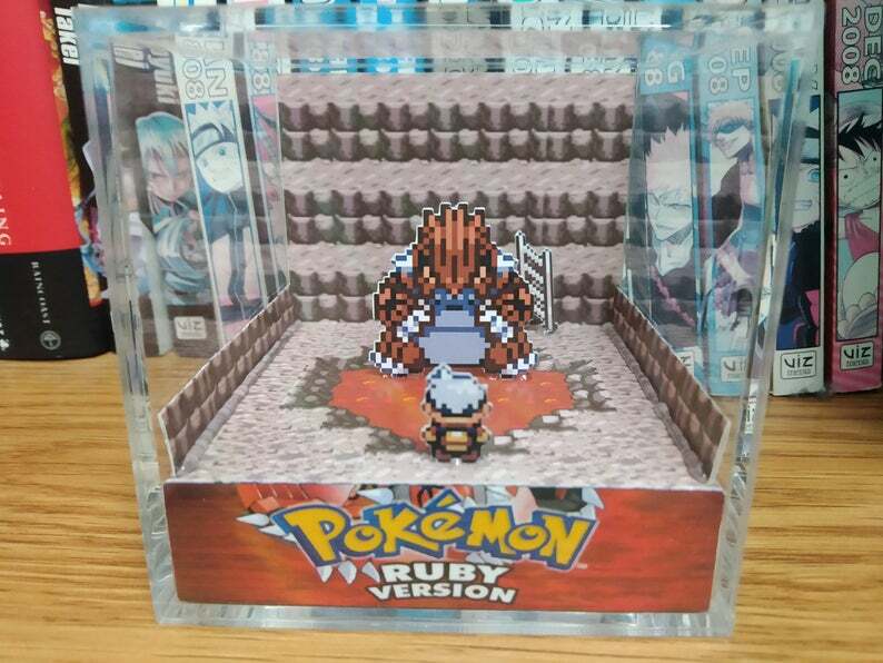 Pokemon Groudon Ruby Handmade Diorama – Gameboy / Retro Gaming Cube – Fanart