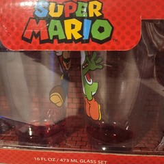 Super Mario 16 oz Collectible Drinking Glass Set Luigi Yoshi Princess Peach NEW