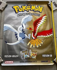 Original FRENCH Pokemon Gold & Silver Nintendo Game Boy Color Store Promo Banner