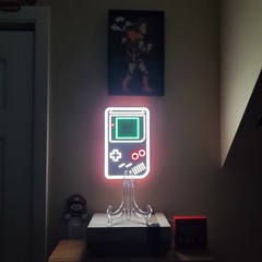 Gameboy neon LED sign w dimmer switch wall or easel display retro game room gift