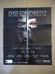 2015‐2016 Dishonored 2 Rare Promo STORE DISPLAY Poster 27″ x 32″ Bethesda NEW!!