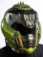 Doom The Dark Ages Doom Slayer Wearable Helmet LED Bundle + Keycard x3 Patches
