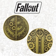 Fallout 3 4 76 Brotherhood of Steel Metal Medallion Coin Figure Statue + Stand