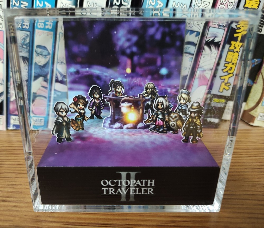 Octopath Traveller 2 Campfire Handmade Diorama – Retro Gaming Cube – Fanart