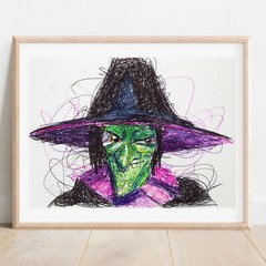 Gruntilda Ballpoint Pen Print, Banjo Kazooie Art Poster