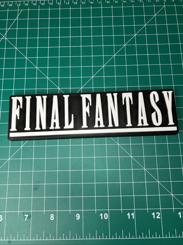 3D Printed Final Fantasy Logo Sign Display Fan Art Video Game