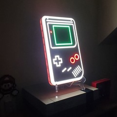 Gameboy neon LED sign w dimmer switch wall or easel display retro game room gift
