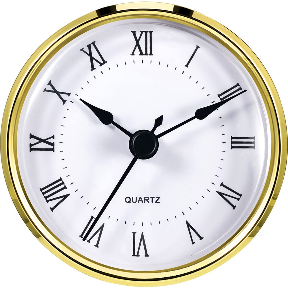 Hicarer Round Clock Insert 3-1/8 Inch (80 mm) Quartz Movement Roman Gold Trim