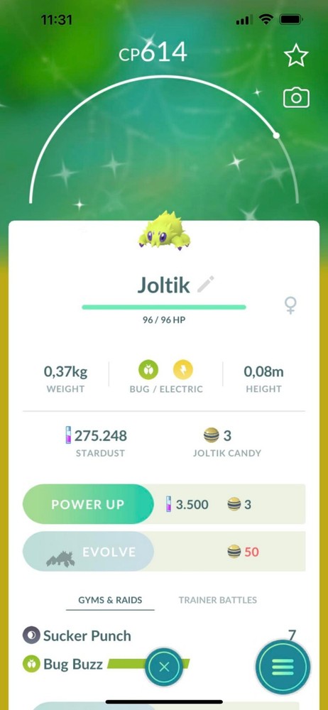 Shiny Joltik – TRADE 20kStardust – Read Description