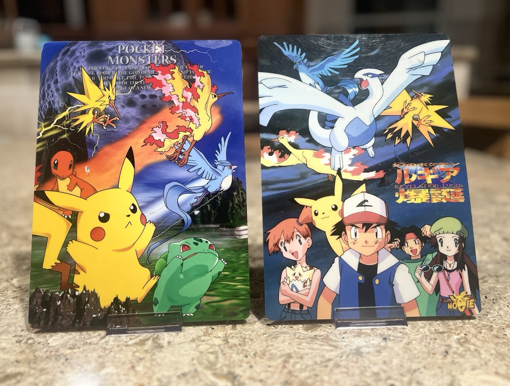 Pokémon Vintage Bundle-Jumbo Lugia Pikachu Art Board,1999 Shitajiki Pencil Board