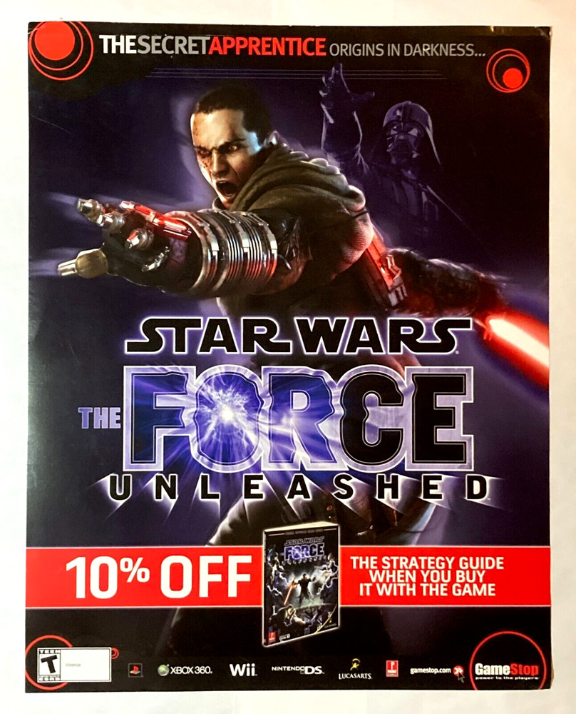Star Wars The Force Unleashed Store Display Poster Promo 2008 28″x 22″ Very Rare
