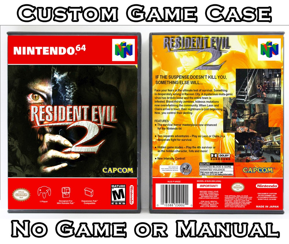 Resident Evil 2 – Nintendo 64 N64 Custom Case *NO GAME*